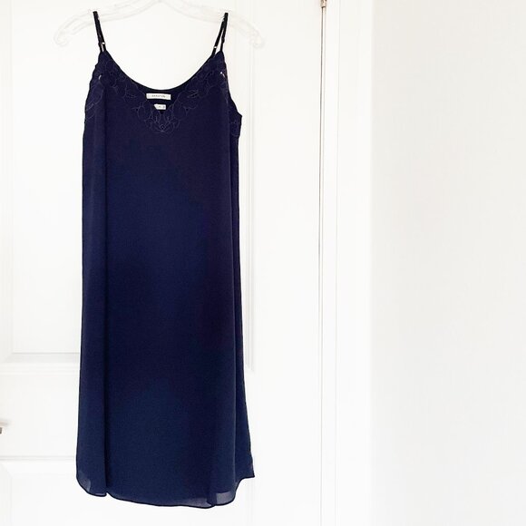 Aritzia Babaton Embroidered Slip Dress - Navy, Size XS (Almost new) - Picture 1 of 3